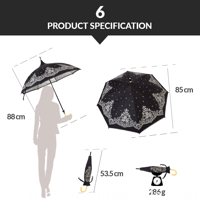 Femmes S Vintage Pagode Parapluie Parasol Spécification Women S Vintage Lace Pagoda Umbrella Parasol Specification